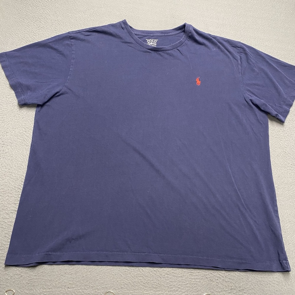 Polo Ralph Lauren Shirt Mens 2XL Blue Crewneck Cotton Pony Logo Tee Casual